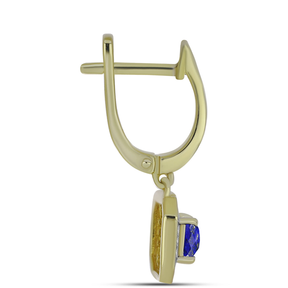Pozlátené Strieborné Náušnice s Lapisom Lazuli a Bielym Topásom 2 