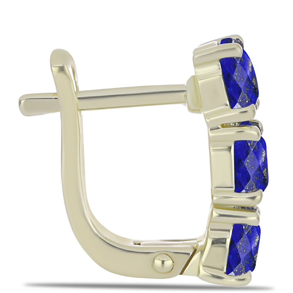 Pozlátené Strieborné Náušnice s Lapisom Lazuli 2 