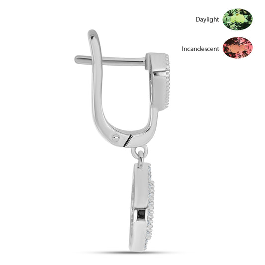 Strieborné Náušnice s Prírodným Alexsandritom a Bielym Topásom