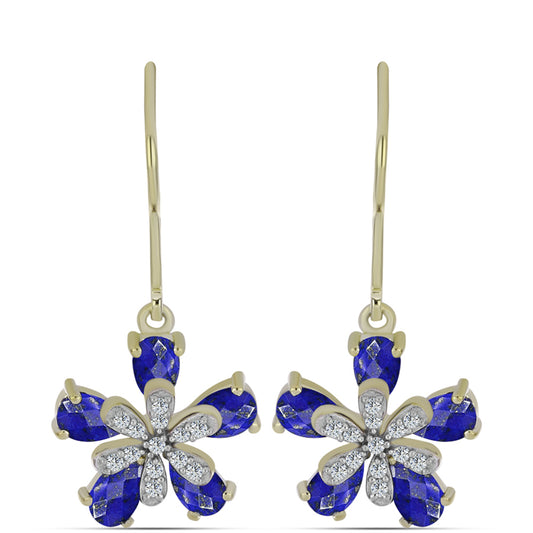 Pozlátené Strieborné Náušnice s Lapisom Lazuli a Bielym Topásom