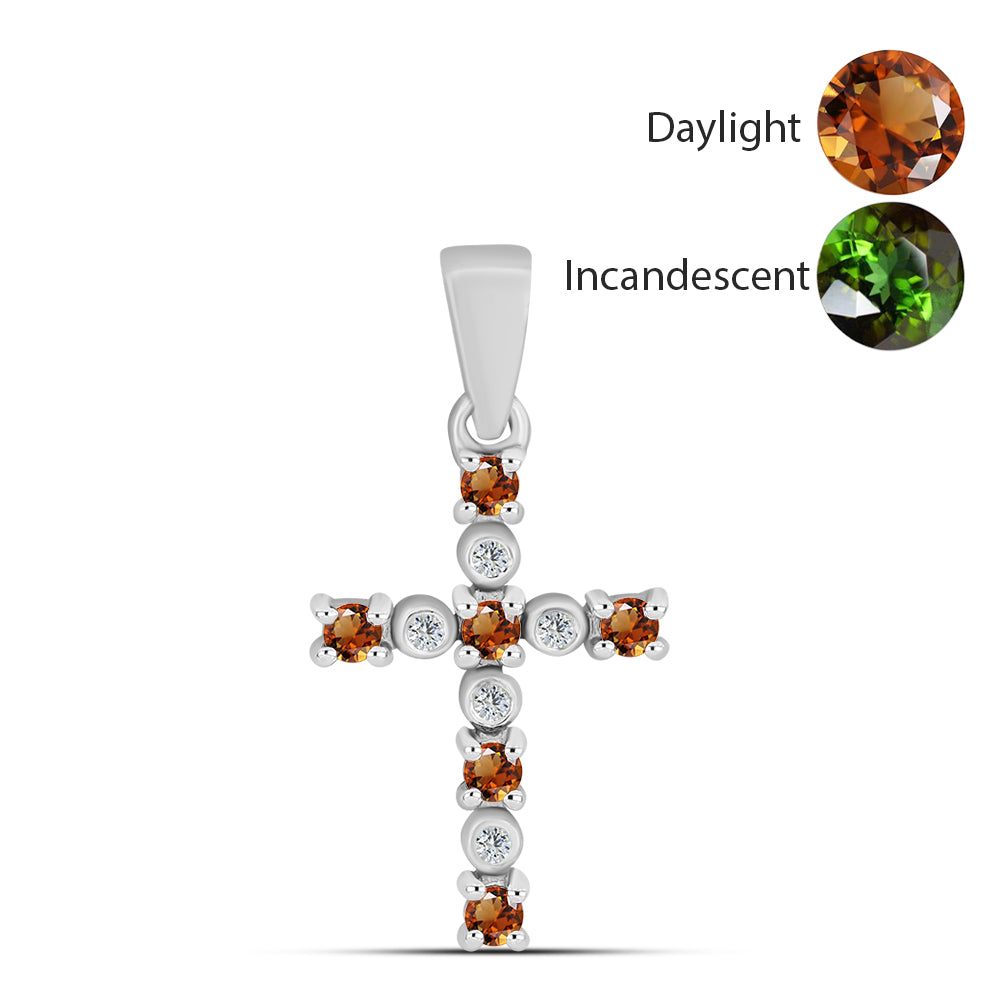 Kríž Strieborný Prívesok s Certifikovaný Anatólskym zultanitom pestovaný v laboratóriu a Bielym Topásom 1 