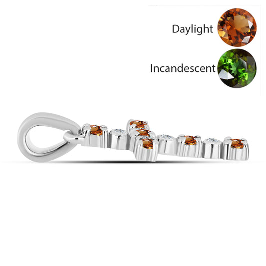 Kríž Strieborný Prívesok s Certifikovaný Anatólskym zultanitom pestovaný v laboratóriu a Bielym Topásom