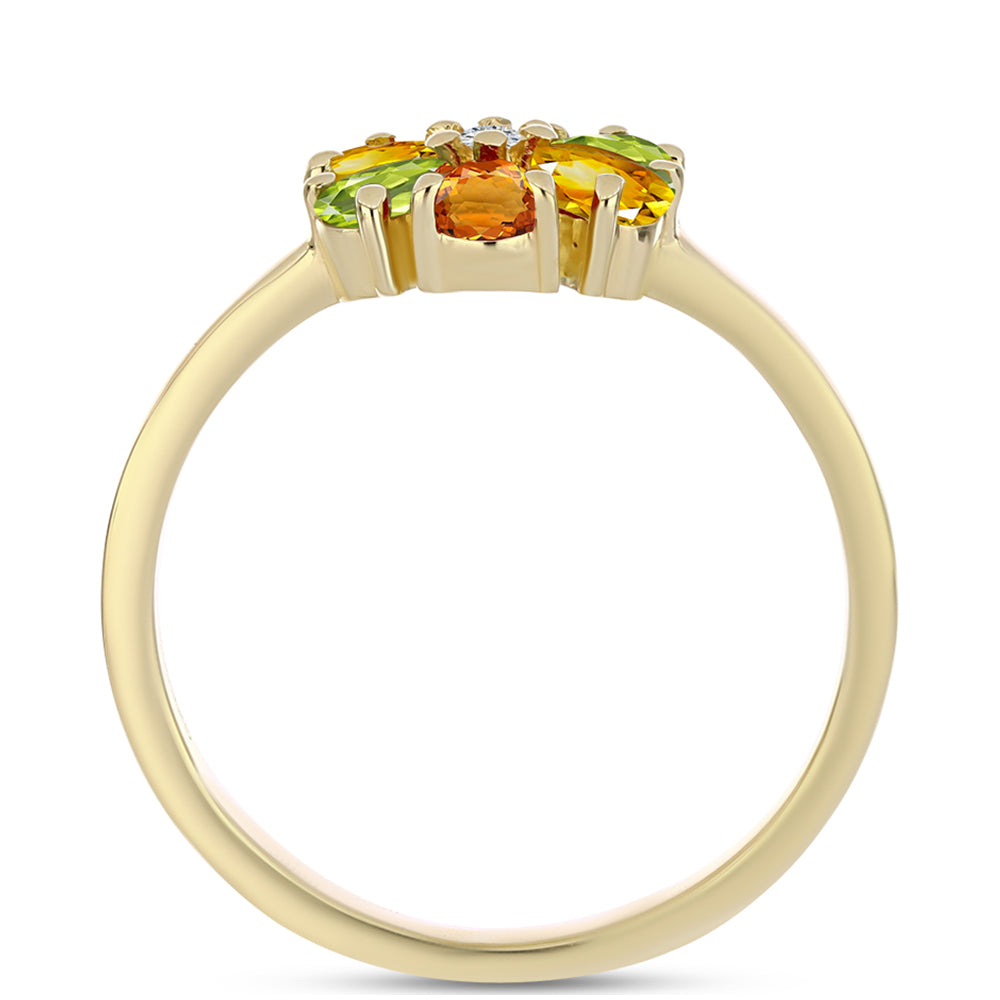 Pozlátený Strieborný Prsteň s Dúhovým Zafírom a Bielym Topásom