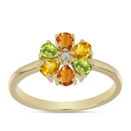 Pozlátený Strieborný Prsteň s Dúhovým Zafírom a Bielym Topásom