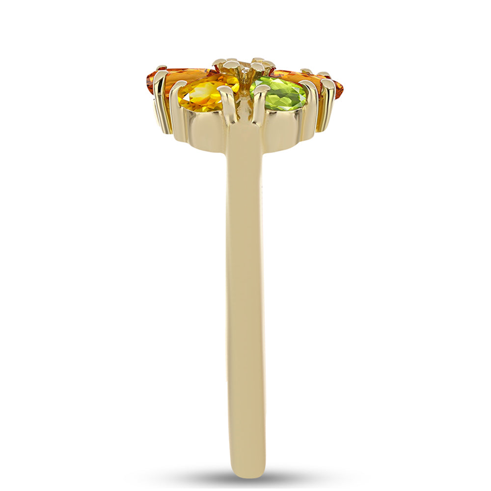 Pozlátený Strieborný Prsteň s Dúhovým Zafírom a Bielym Topásom