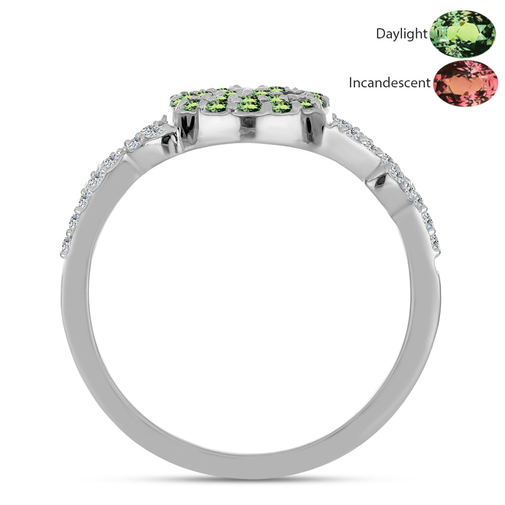 Strieborný Prsteň s Prírodným Alexsandritom a Bielym Topásom 2 