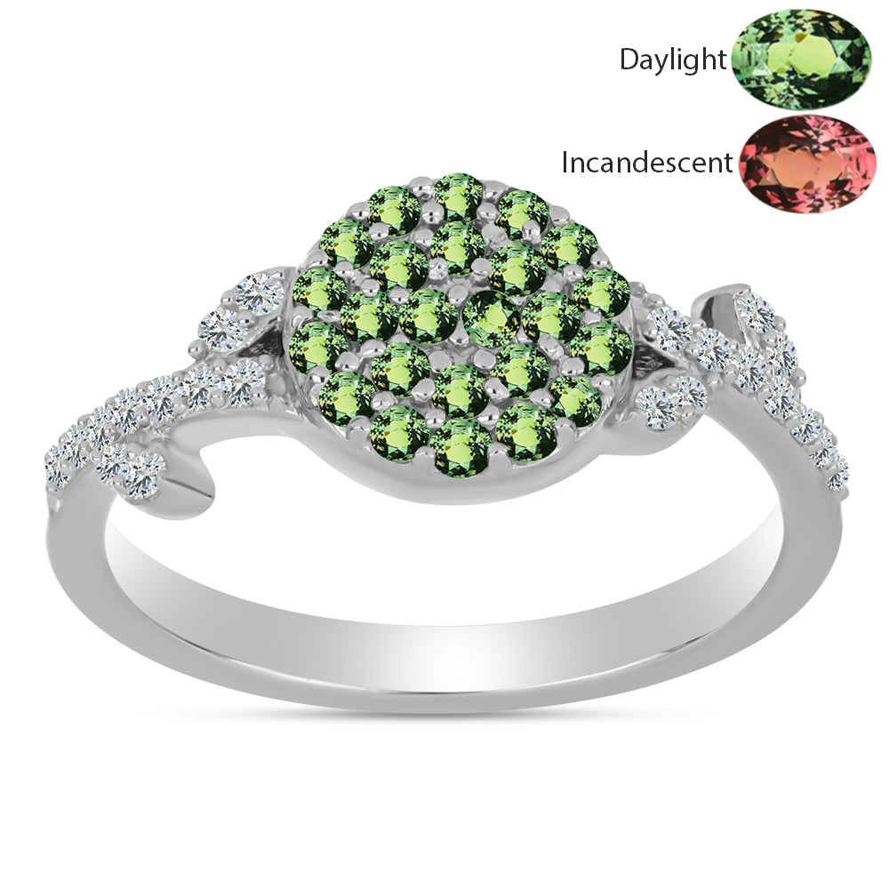 Strieborný Prsteň s Prírodným Alexsandritom a Bielym Topásom 3 