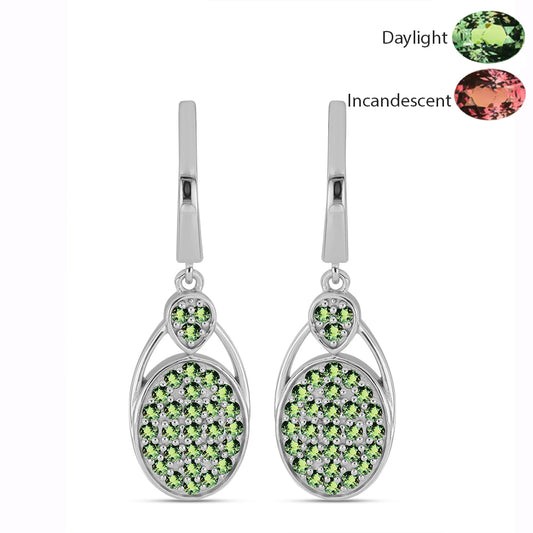 Strieborné Náušnice s Prírodným Alexsandritom