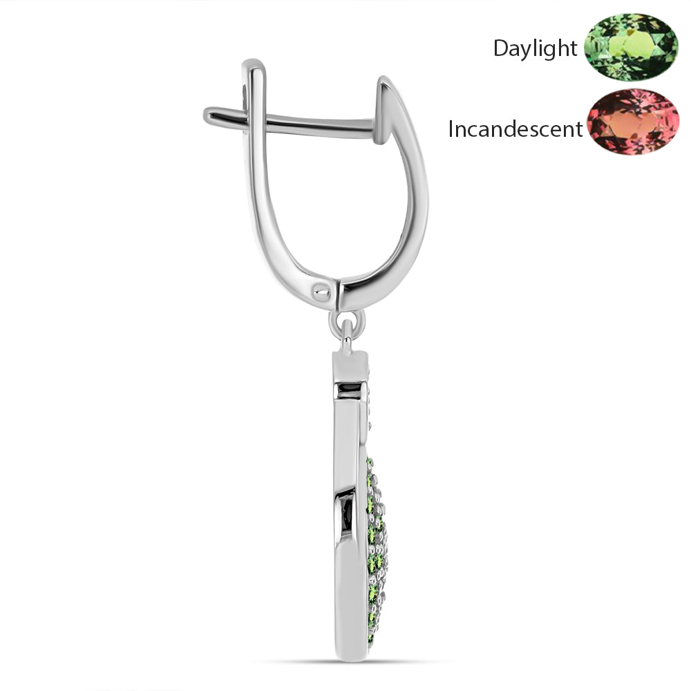 Strieborné Náušnice s Prírodným Alexsandritom 2 