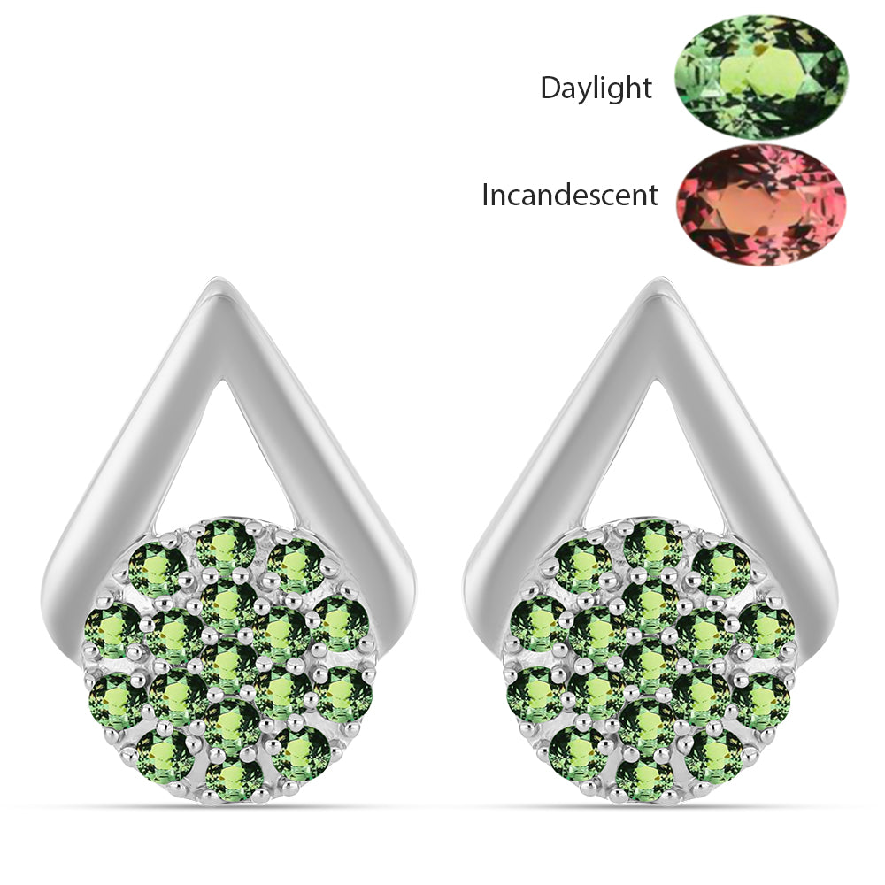 Strieborné Náušnice s Prírodným Alexsandritom 1 