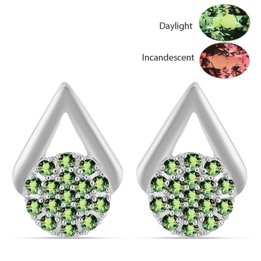 Strieborné Náušnice s Prírodným Alexsandritom