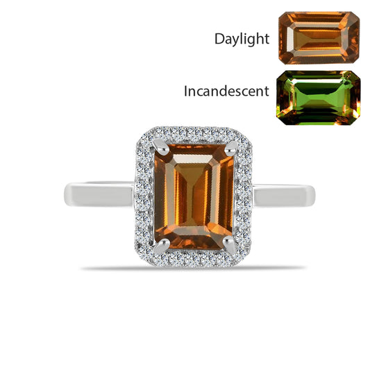 Strieborný Prsteň s Certifikovaný Anatólskym zultanitom pestovaný v laboratóriu a Bielym Topásom