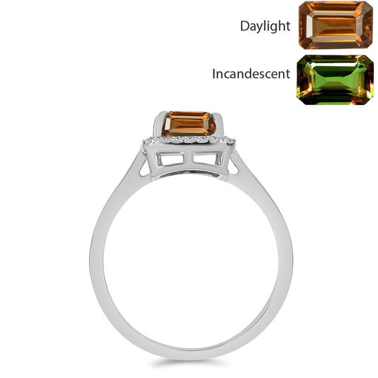 Strieborný Prsteň s Certifikovaný Anatólskym zultanitom pestovaný v laboratóriu a Bielym Topásom