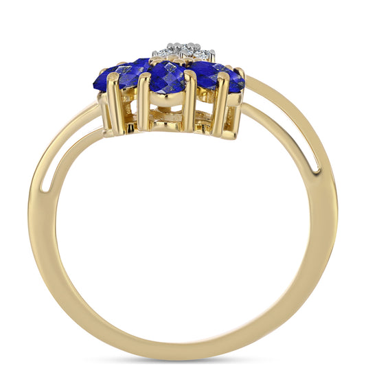 Pozlátený Strieborný Prsteň s Lapisom Lazuli a Bielym Topásom