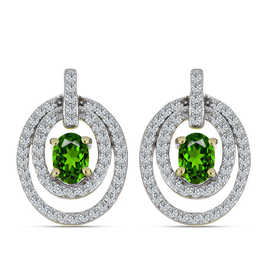 Pozlátené Strieborné Náušnice s Dúhovým Zafírom a Bielym Topásom