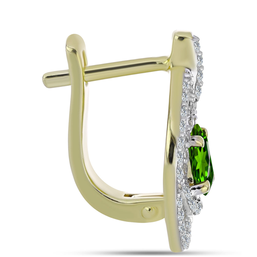 Pozlátené Strieborné Náušnice s Dúhovým Zafírom a Bielym Topásom 2 