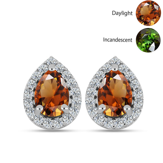 Strieborné Náušnice s Certifikovaný Anatólskym zultanitom pestovaný v laboratóriu a Bielym Topásom