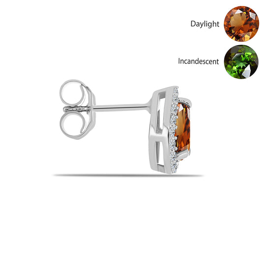 Strieborné Náušnice s Certifikovaný Anatólskym zultanitom pestovaný v laboratóriu a Bielym Topásom