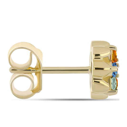 Pozlátené Strieborné Náušnice s Dúhovým Zafírom a Bielym Topásom