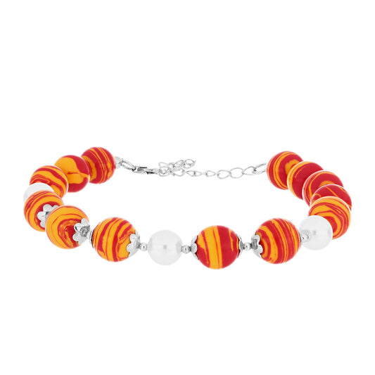 Strieborný Náramok s Jaspisom Leví Tlapa a so Sladkovodnou Bielou Perlou