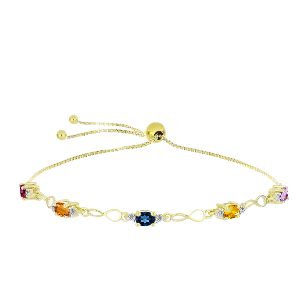 Pozlátený Strieborný Náramok s Dúhovým Zafírom a Bielym Topásom 1 