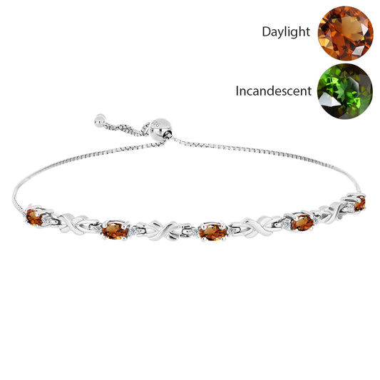 Strieborný Náramok s Certifikovaný Anatólskym zultanitom pestovaný v laboratóriu a Bielym Topásom