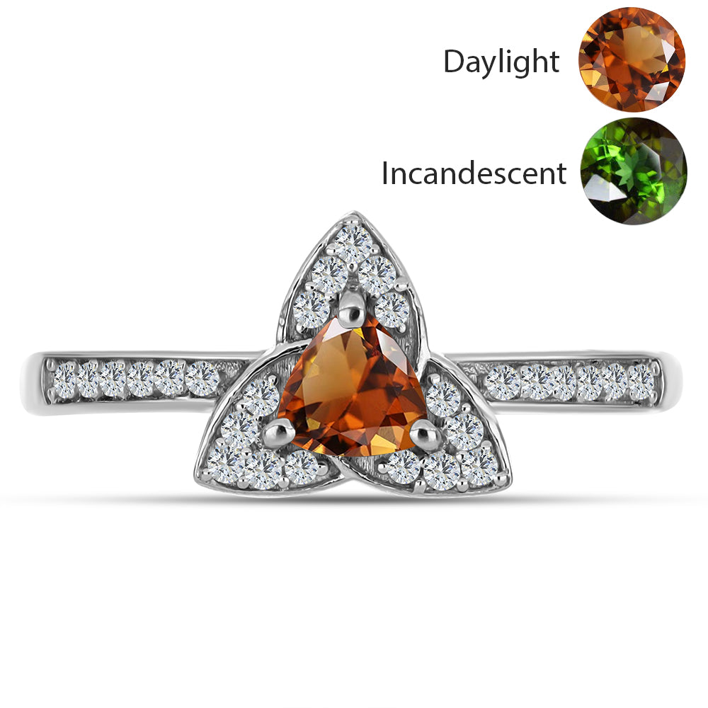 Strieborný Prsteň s Certifikovaný Anatólskym zultanitom pestovaný v laboratóriu a Bielym Topásom