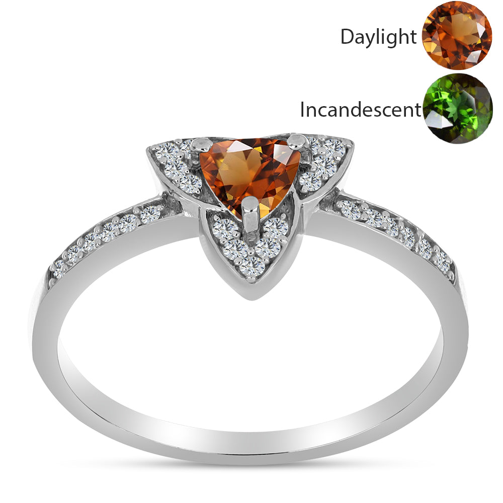 Strieborný Prsteň s Certifikovaný Anatólskym zultanitom pestovaný v laboratóriu a Bielym Topásom