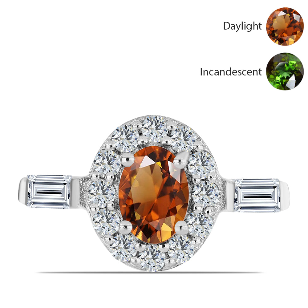 Strieborný Prsteň s Certifikovaný Anatólskym zultanitom pestovaný v laboratóriu a Bielym Topásom