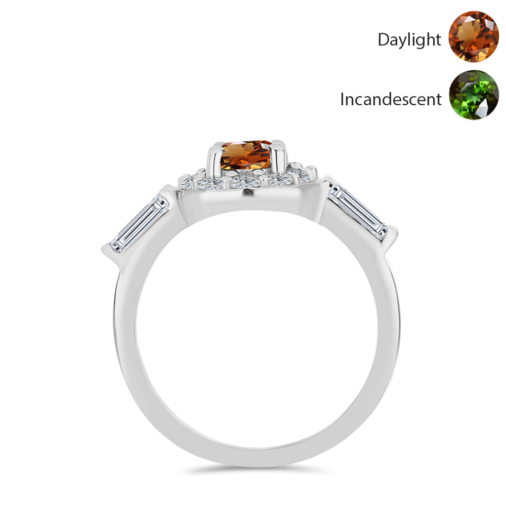 Strieborný Prsteň s Certifikovaný Anatólskym zultanitom pestovaný v laboratóriu a Bielym Topásom 2 