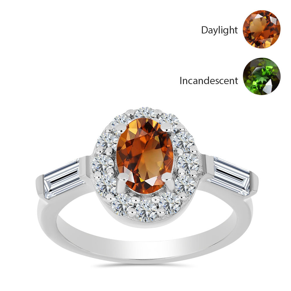 Strieborný Prsteň s Certifikovaný Anatólskym zultanitom pestovaný v laboratóriu a Bielym Topásom 3 