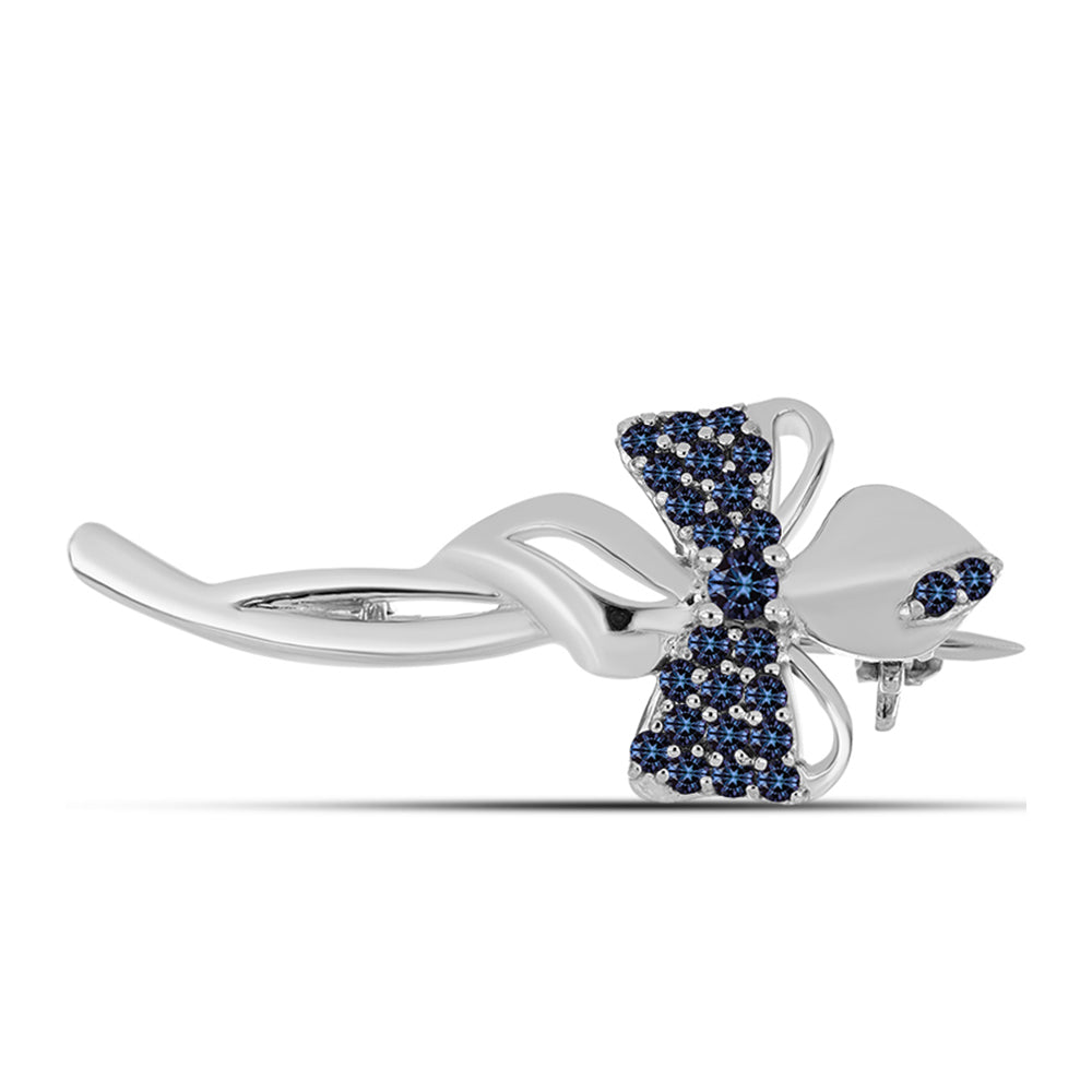 Strieborný Brošňa s "Cisársky fialový" moissanitom 1 