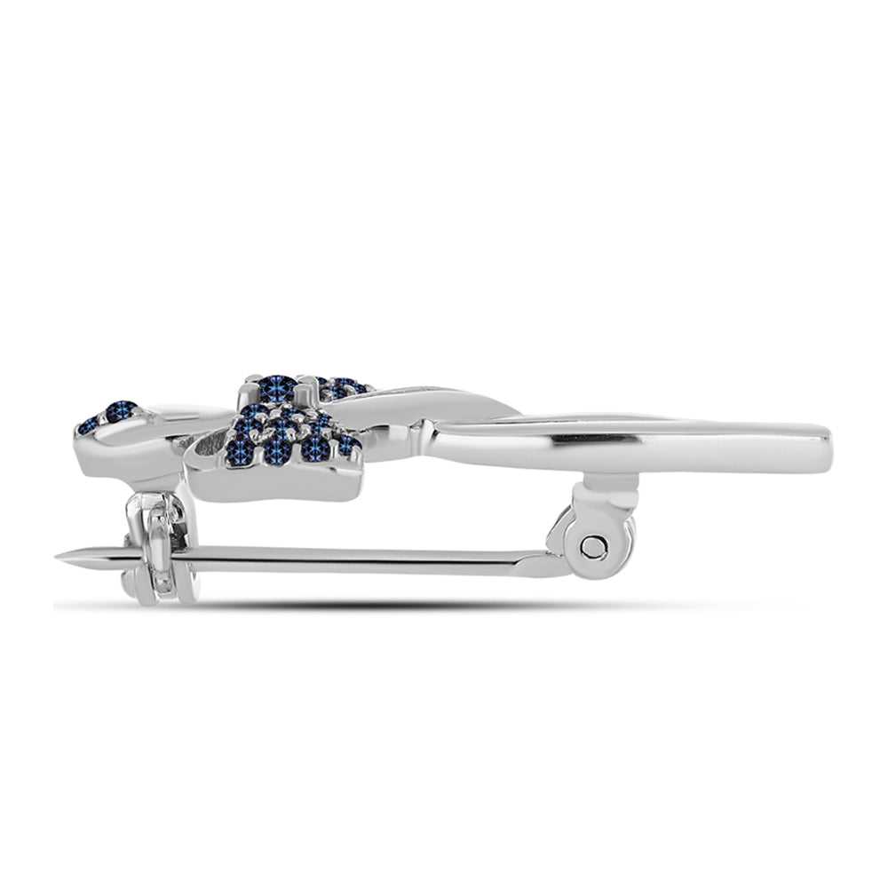 Strieborný Brošňa s "Cisársky fialový" moissanitom 2 