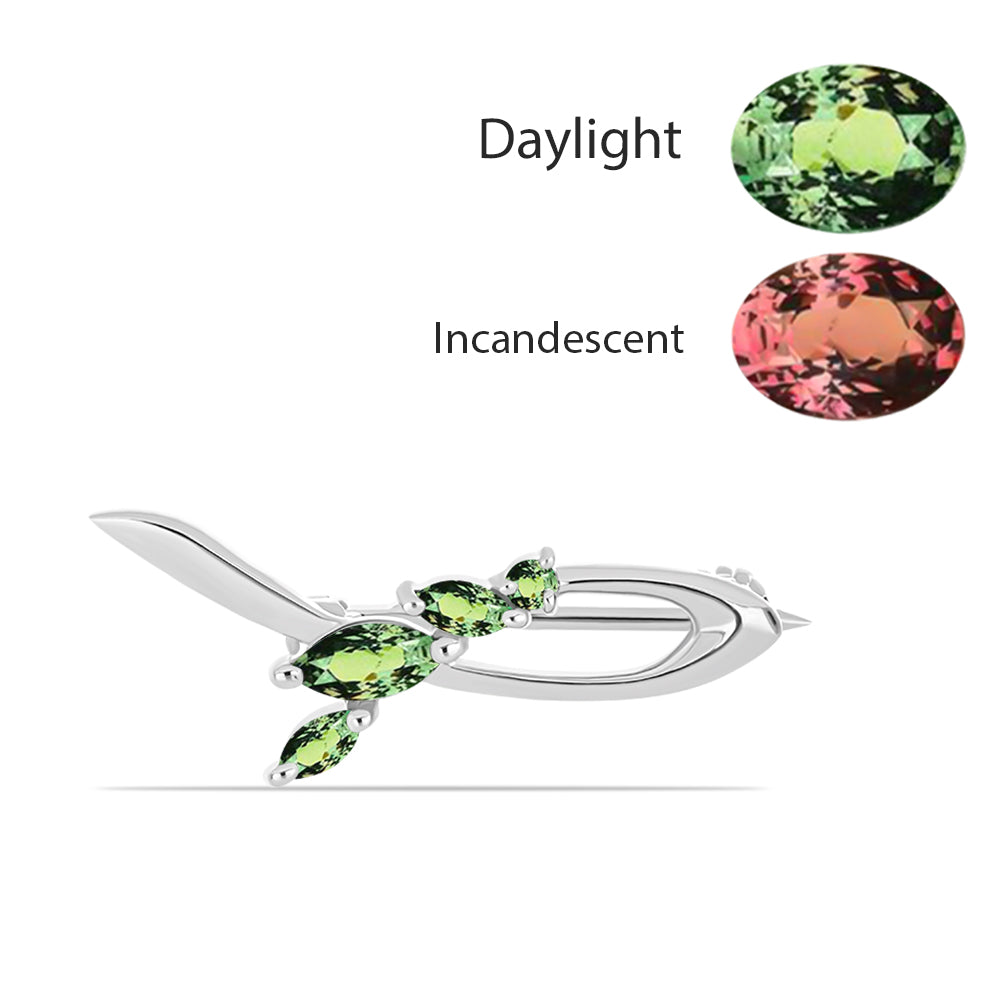 Strieborný Brošňa s Prírodným Alexsandritom 1 