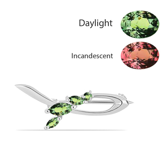 Strieborný Brošňa s Prírodným Alexsandritom