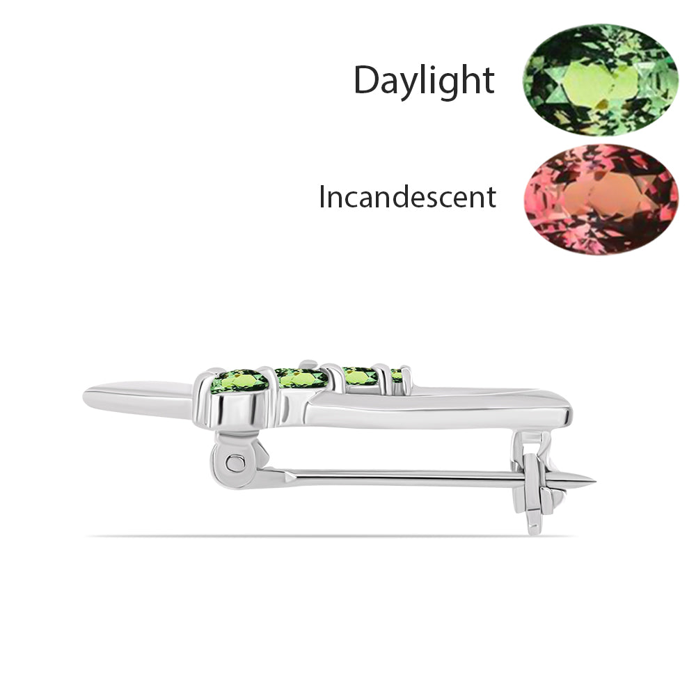 Strieborný Brošňa s Prírodným Alexsandritom