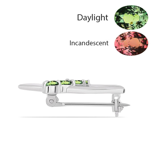 Strieborný Brošňa s Prírodným Alexsandritom