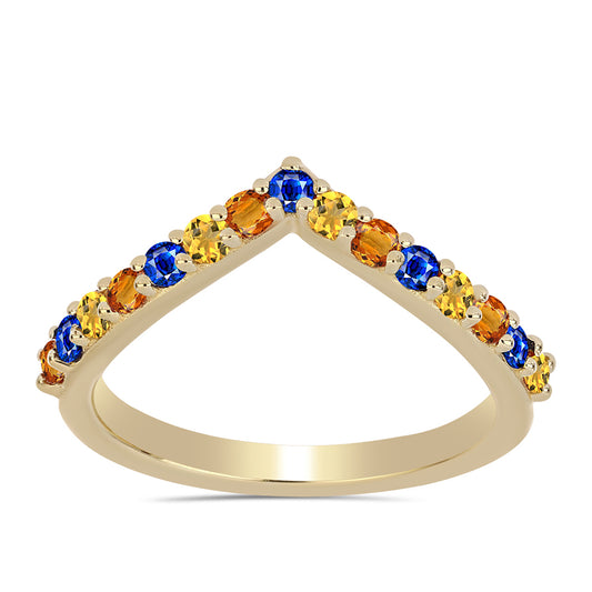 Pozlátený Strieborný Prsteň s Dúhovým Zafírom