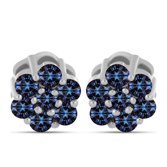 Strieborné Náušnice s "Cisársky fialový" moissanitom