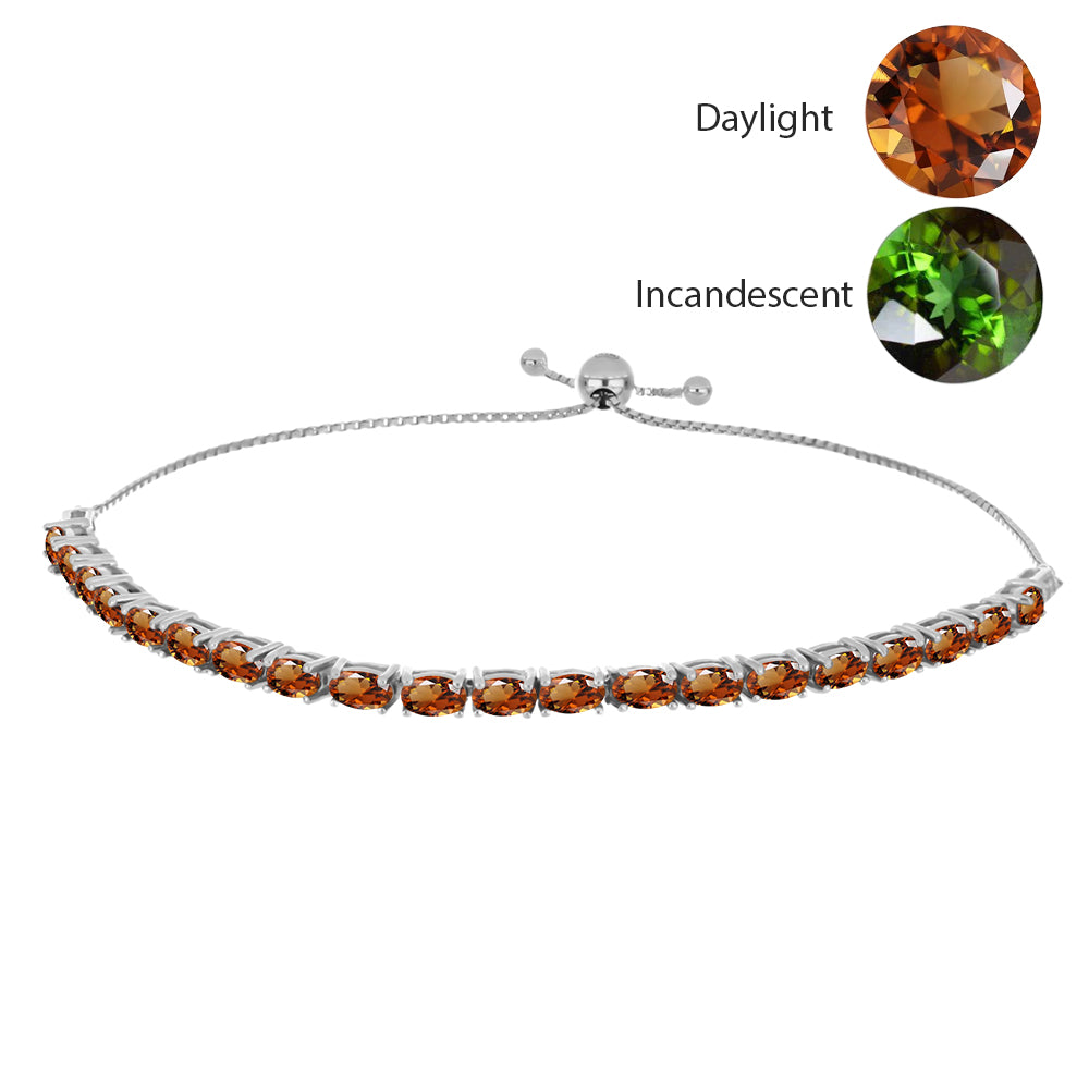 Strieborný Náramok s Certifikovaný Anatólskym zultanitom pestovaný v laboratóriu a Bielym Topásom