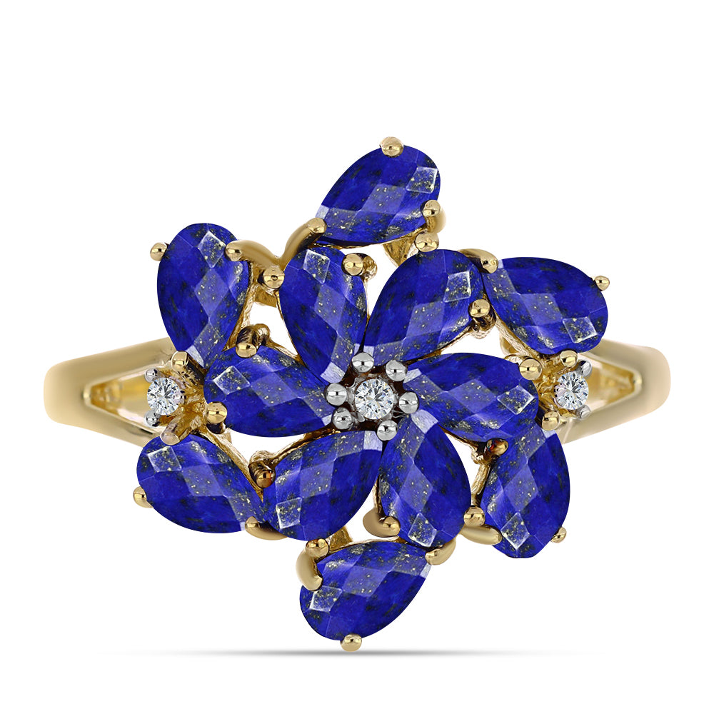 Pozlátený Strieborný Prsteň s Lapisom Lazuli a Bielym Topásom 1 