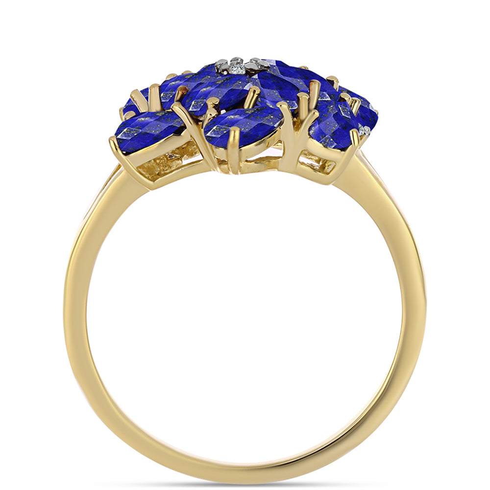 Pozlátený Strieborný Prsteň s Lapisom Lazuli a Bielym Topásom 2 