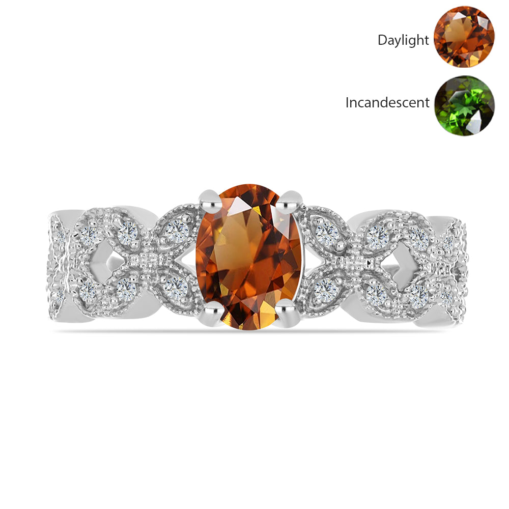 Strieborný Prsteň s Certifikovaný Anatólskym zultanitom pestovaný v laboratóriu a Bielym Topásom