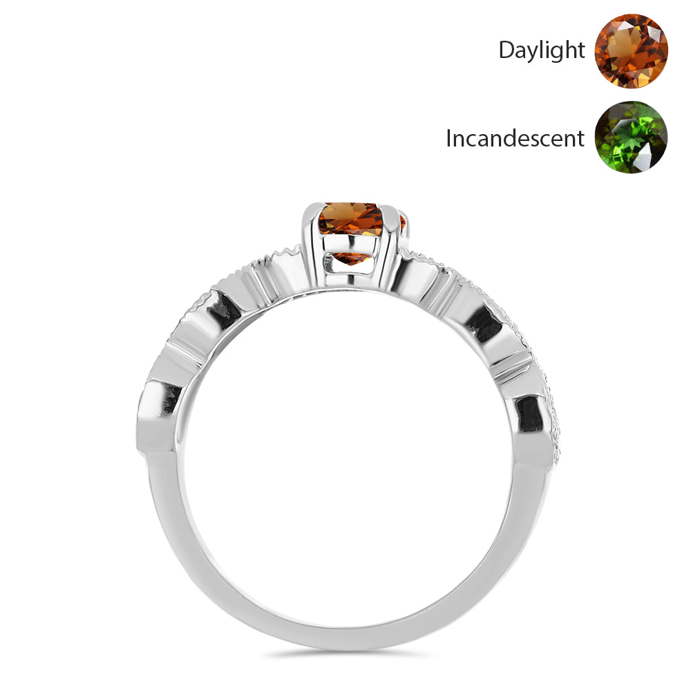 Strieborný Prsteň s Certifikovaný Anatólskym zultanitom pestovaný v laboratóriu a Bielym Topásom 3 