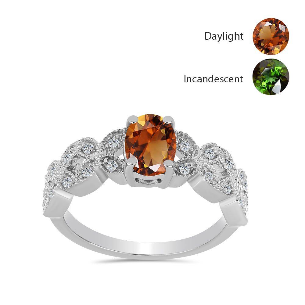 Strieborný Prsteň s Certifikovaný Anatólskym zultanitom pestovaný v laboratóriu a Bielym Topásom