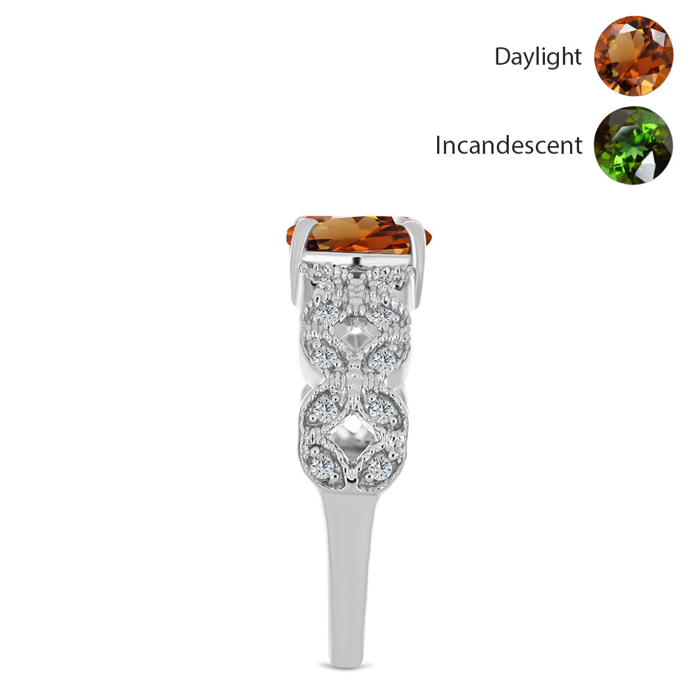 Strieborný Prsteň s Certifikovaný Anatólskym zultanitom pestovaný v laboratóriu a Bielym Topásom 4 