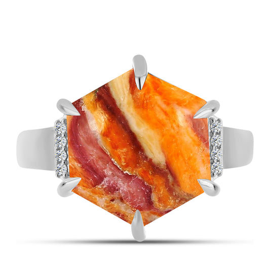 Strieborný Prsteň s Jaspisom Leví Tlapa a Bielym Topásom