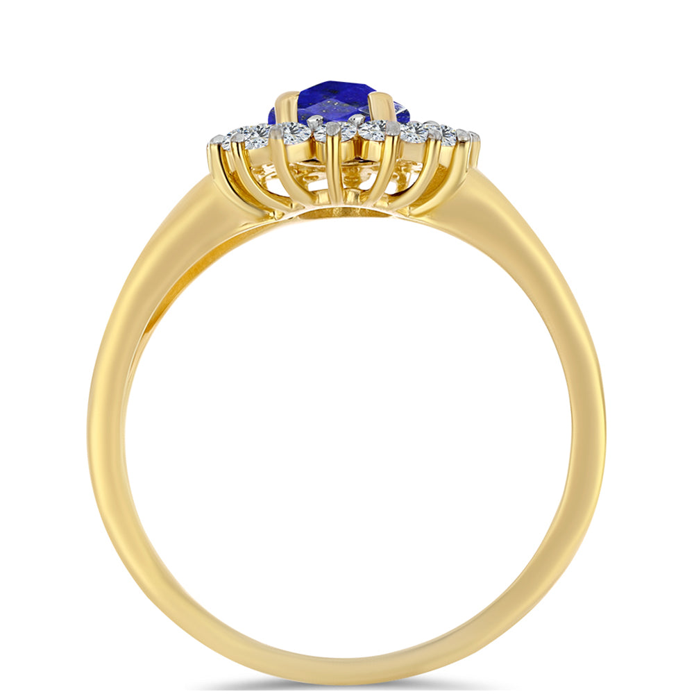 Pozlátený Strieborný Prsteň s Lapisom Lazuli a Bielym Topásom 2 