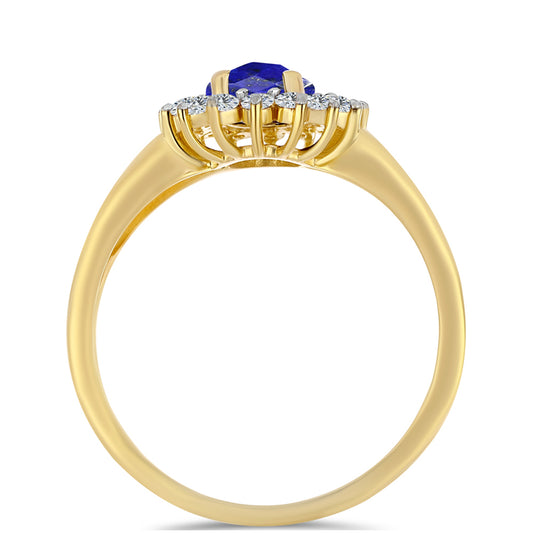 Pozlátený Strieborný Prsteň s Lapisom Lazuli a Bielym Topásom