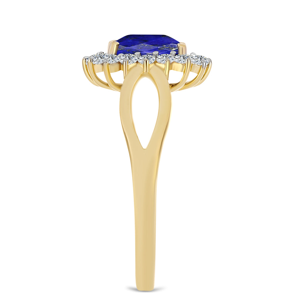 Pozlátený Strieborný Prsteň s Lapisom Lazuli a Bielym Topásom 4 